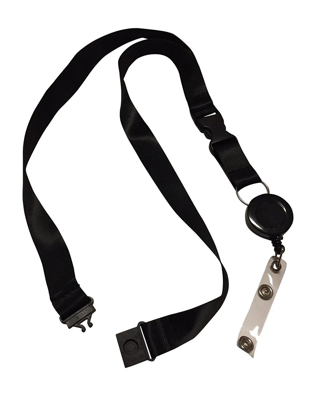 1 LR black anti choke lanyard with retractable badge reel for ID badges and proximity cardsLR