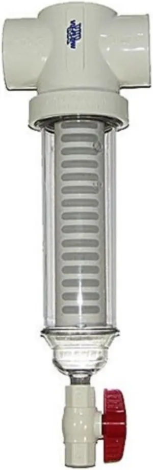 100 Mesh Rusco Vu-Flow 1.5 Inch PVC Slip Fit 50 GPM Spin Down Sand Separator/Sediment Water Filter System - Two Genuine KleenWater Can Holders