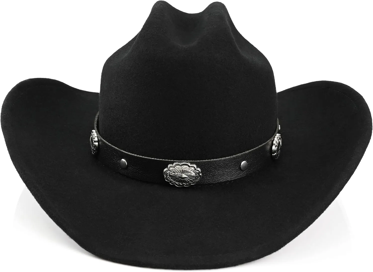 100% Wool Western Cowboy Hat for Men Women Classic Fedora Hat Felt Cowgirls Hats with Two Decorative Bands