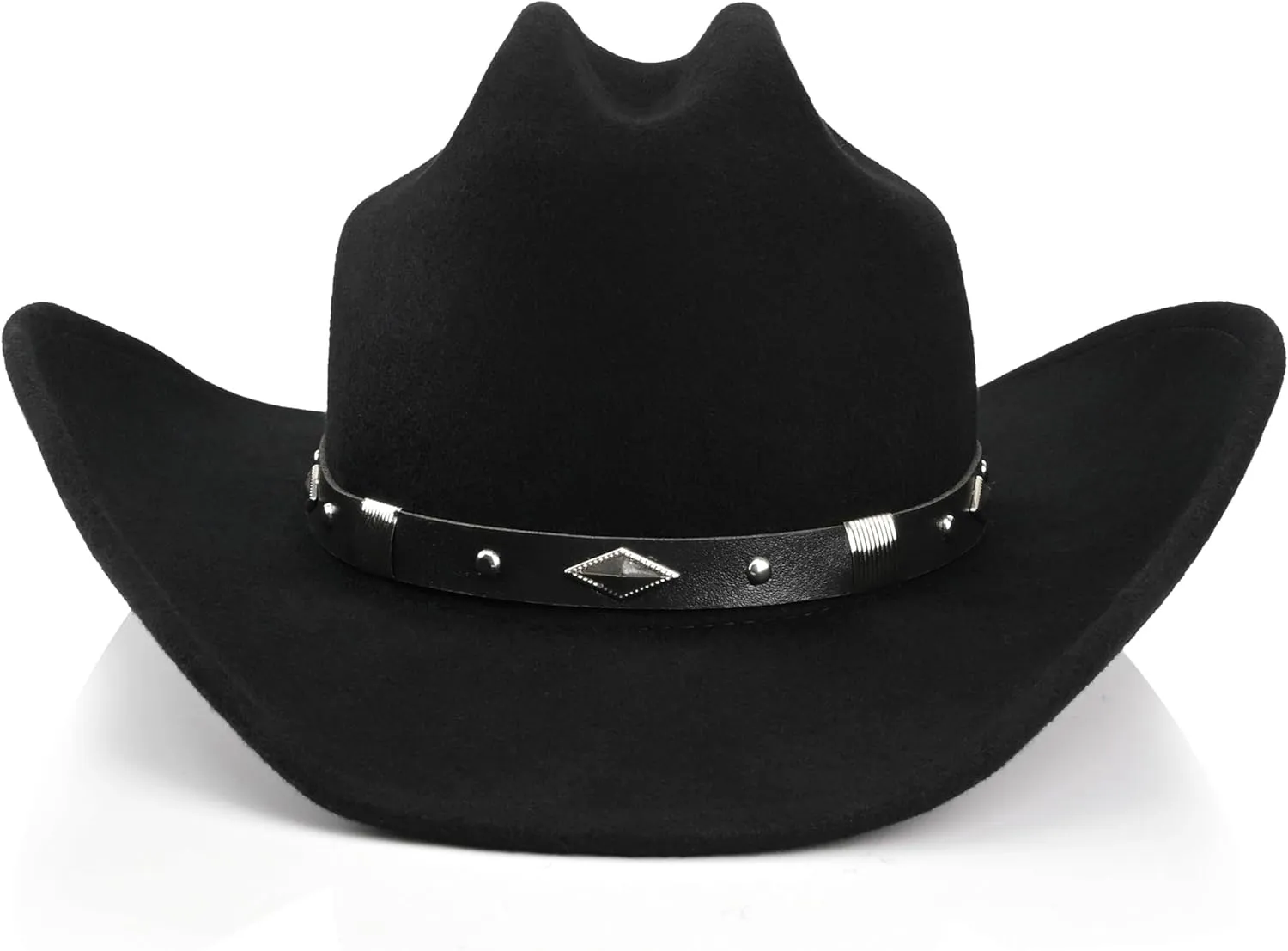 100% Wool Western Cowboy Hat for Men Women Classic Fedora Hat Felt Cowgirls Hats with Two Decorative Bands