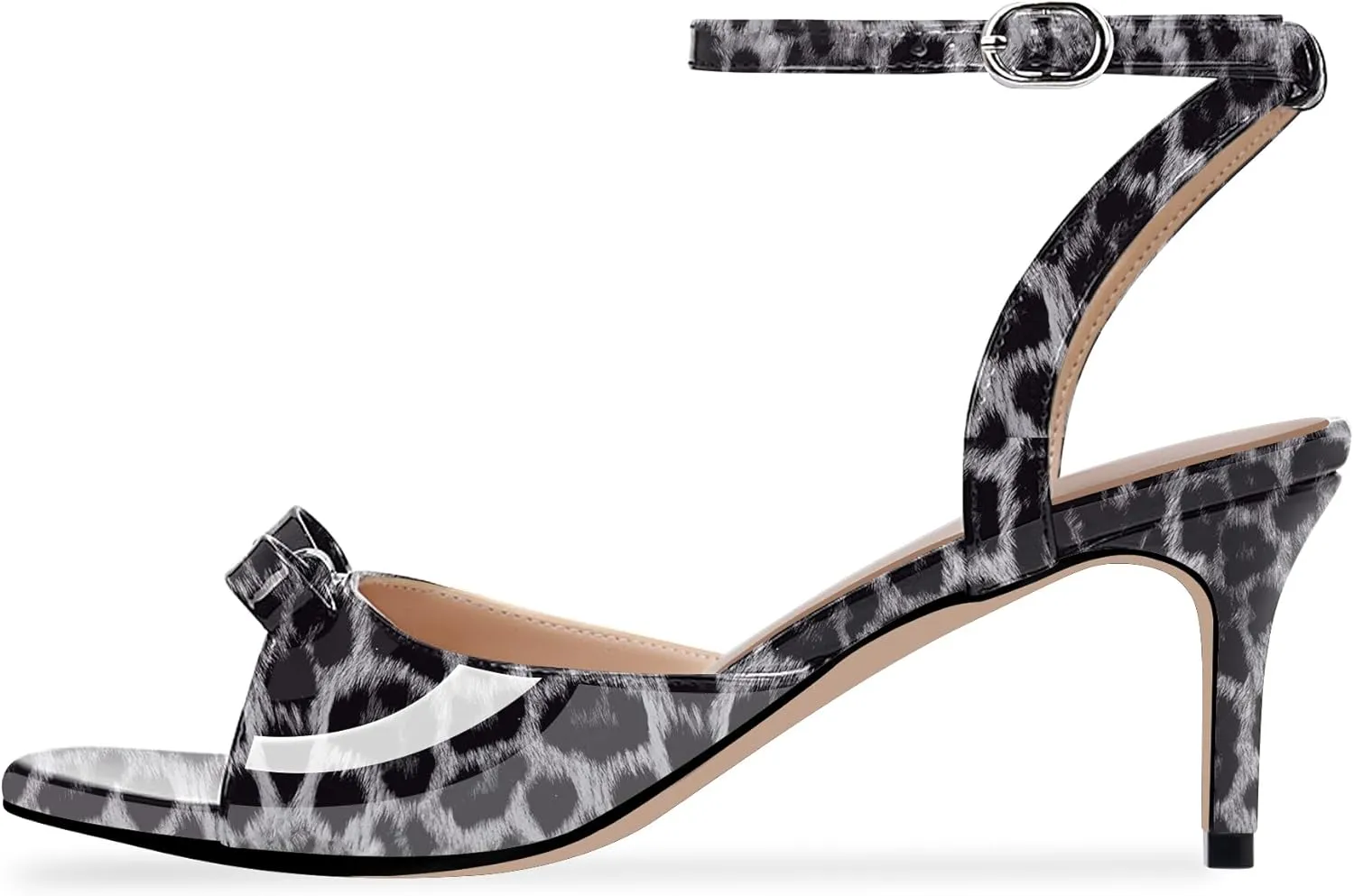 100FIXEO Women's Slingback Open Toe High Heel Bow Sandals Ankle Strap Stiletto Heel Pumps Dress Shoes
