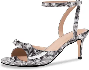 100FIXEO Women's Slingback Open Toe High Heel Bow Sandals Ankle Strap Stiletto Heel Pumps Dress Shoes