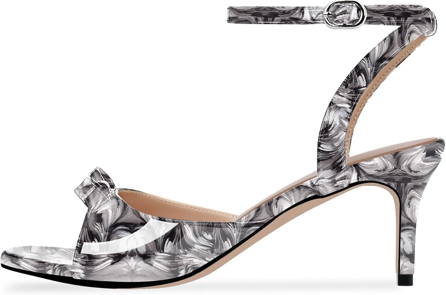 100FIXEO Women's Slingback Open Toe High Heel Bow Sandals Ankle Strap Stiletto Heel Pumps Dress Shoes