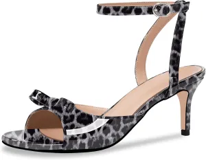100FIXEO Women's Slingback Open Toe High Heel Bow Sandals Ankle Strap Stiletto Heel Pumps Dress Shoes