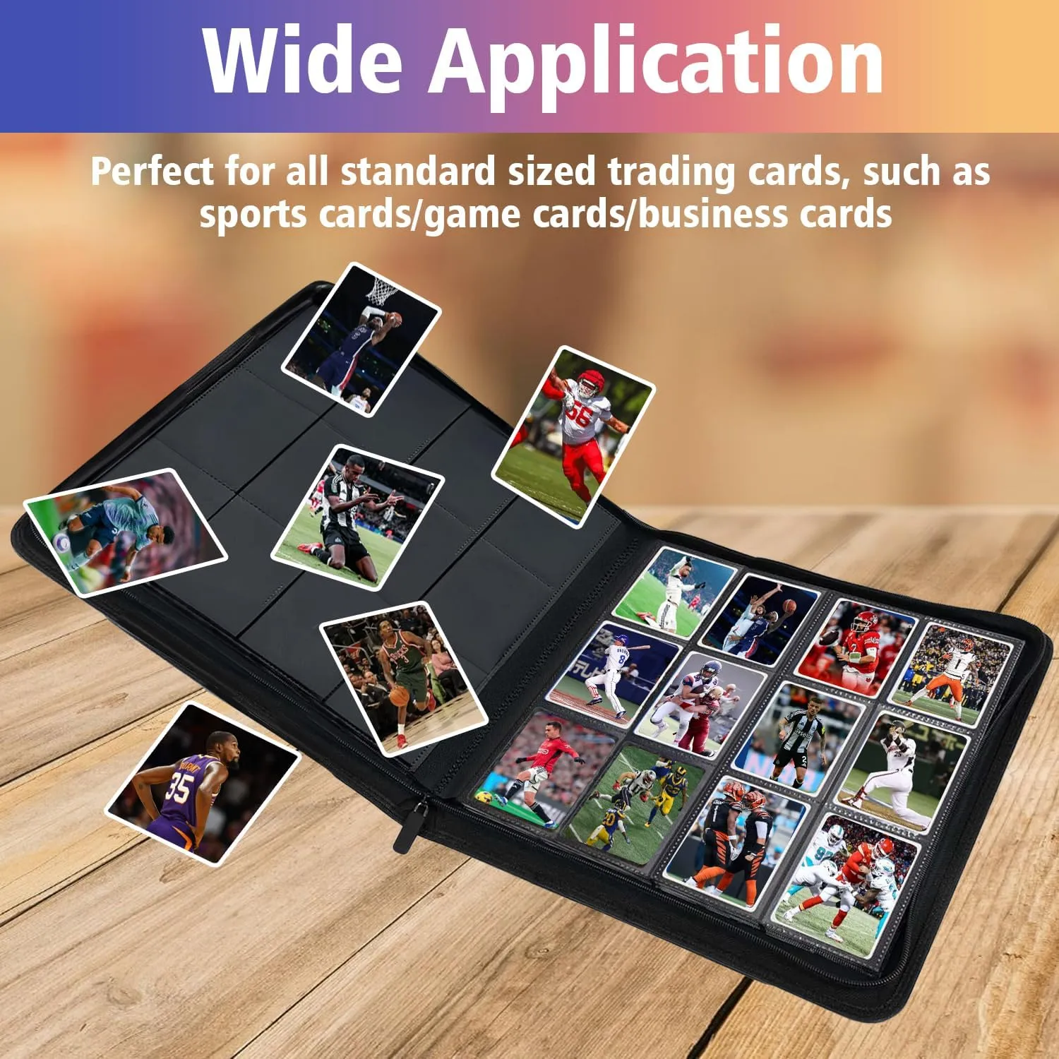 12 Pocket Card Binder, 720 Pockets PU Leather Zipper Trading Card Collection Album, Side-Loading Card Storage Folders for MTG, TCG, Game/Sport Crads