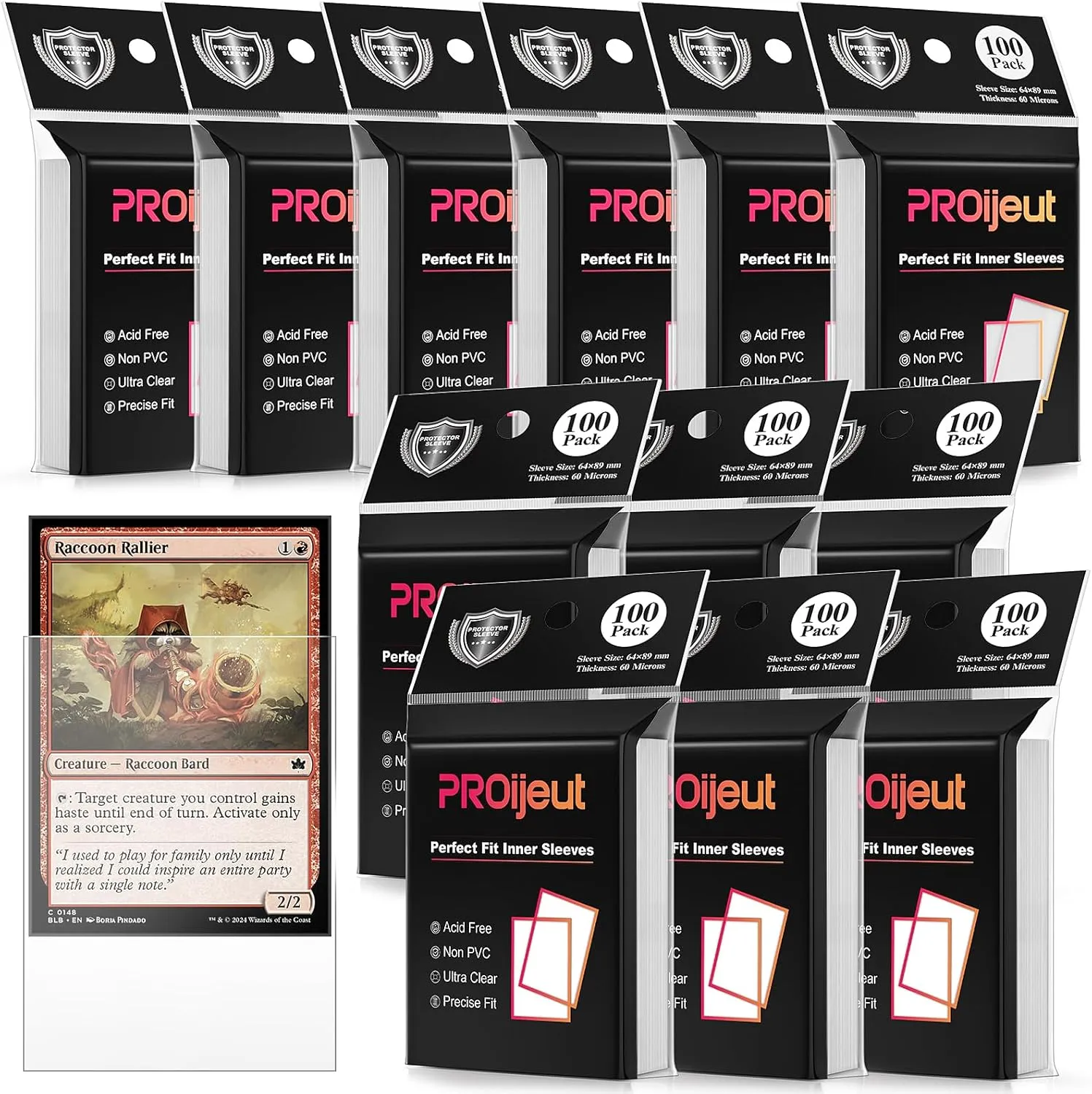 1200 Pack Card Sleeves Clear, Perfect Fit Inner Sleeves Ideal for Double-sleeving, Trading Card Sleeve Compatible with MTG, PKM, TCG and Gaming Cards (60 Microns)