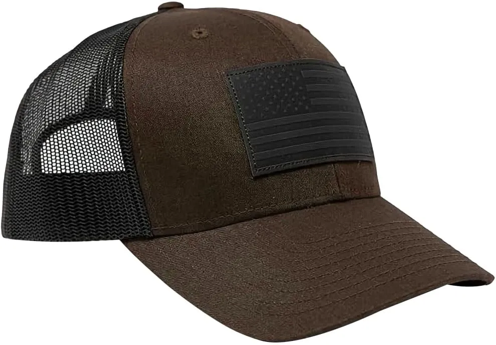 13 STRIPES American Flag Hat – Leather Patch Mesh Back Snapback Hat for Men & Women USA Flag Trucker Hat, Casual Unisex Hat