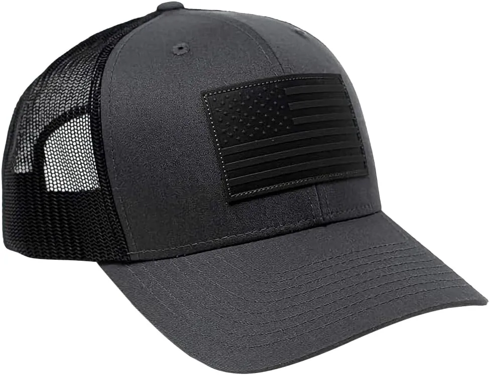 13 STRIPES American Flag Hat – Leather Patch Mesh Back Snapback Hat for Men & Women USA Flag Trucker Hat, Casual Unisex Hat