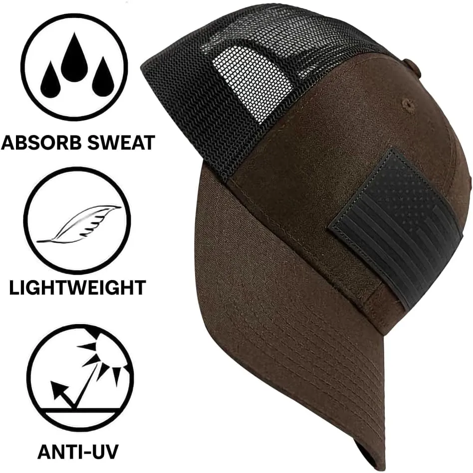 13 STRIPES American Flag Hat – Leather Patch Mesh Back Snapback Hat for Men & Women USA Flag Trucker Hat, Casual Unisex Hat