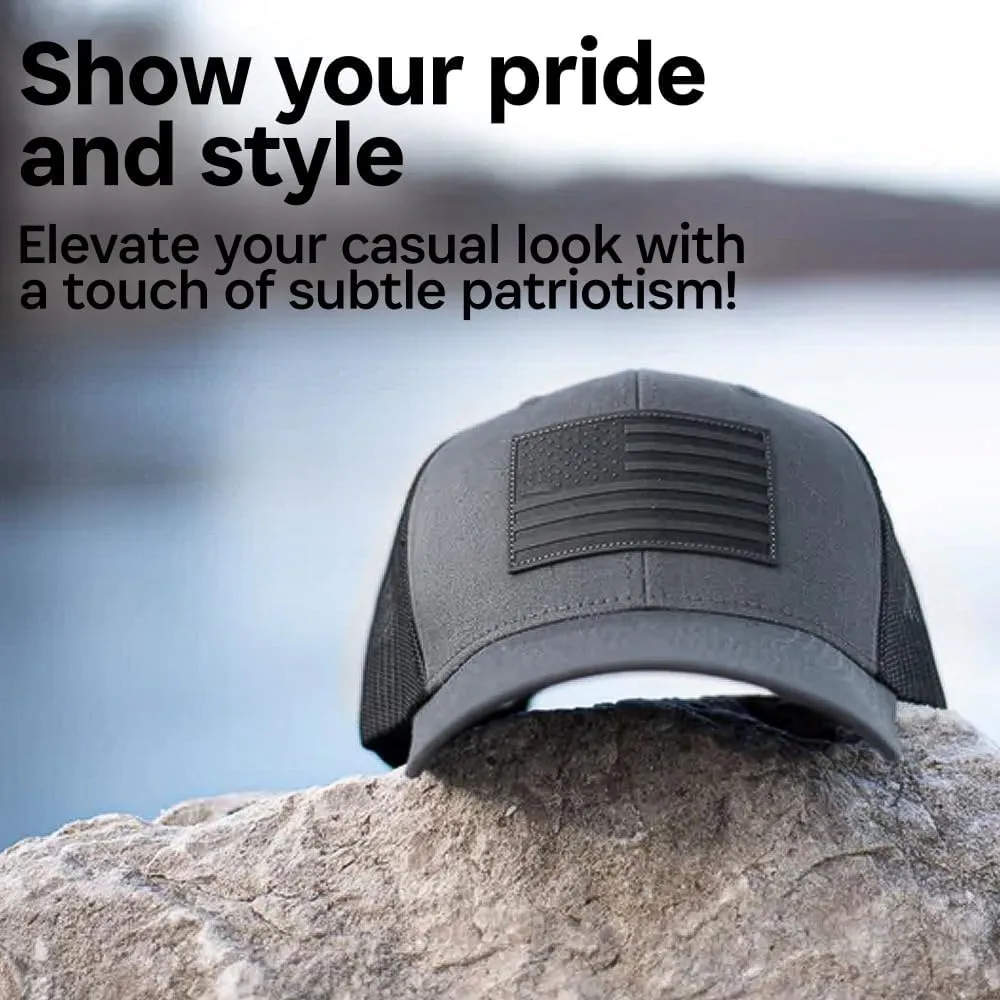 13 STRIPES American Flag Hat – Leather Patch Mesh Back Snapback Hat for Men & Women USA Flag Trucker Hat, Casual Unisex Hat