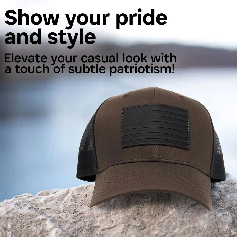 13 STRIPES American Flag Hat – Leather Patch Mesh Back Snapback Hat for Men & Women USA Flag Trucker Hat, Casual Unisex Hat