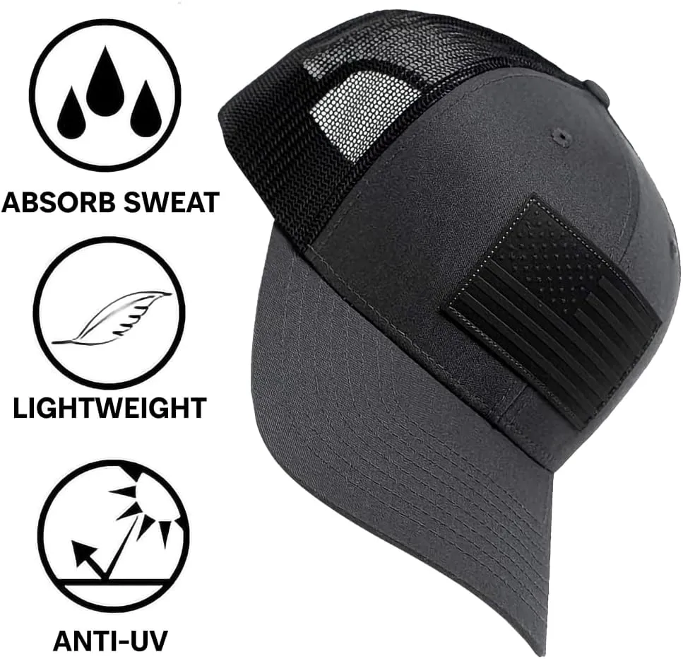 13 STRIPES American Flag Hat – Leather Patch Mesh Back Snapback Hat for Men & Women USA Flag Trucker Hat, Casual Unisex Hat