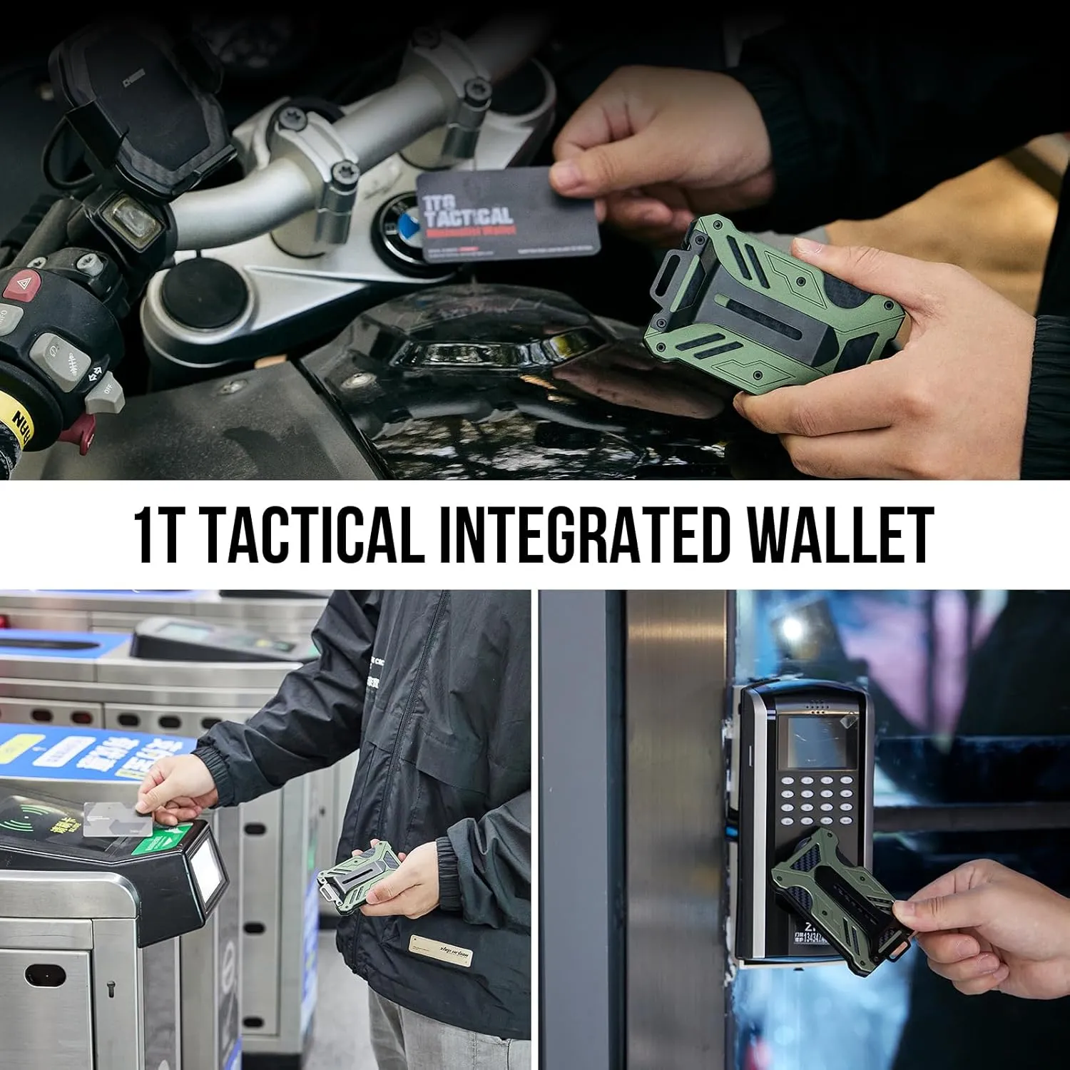 1T Tactical Minimalist Slim Wallet with Moeny Clip, Front Pocket RFID Blocking Wallet Cash Holder, Versatile Credit Card Orgainzer, ID Card Badge Holder for Men
