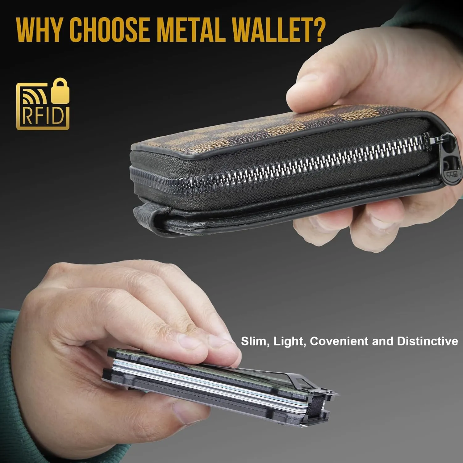 1T Tactical Minimalist Slim Wallet with Moeny Clip, Front Pocket RFID Blocking Wallet Cash Holder, Versatile Credit Card Orgainzer, ID Card Badge Holder for Men