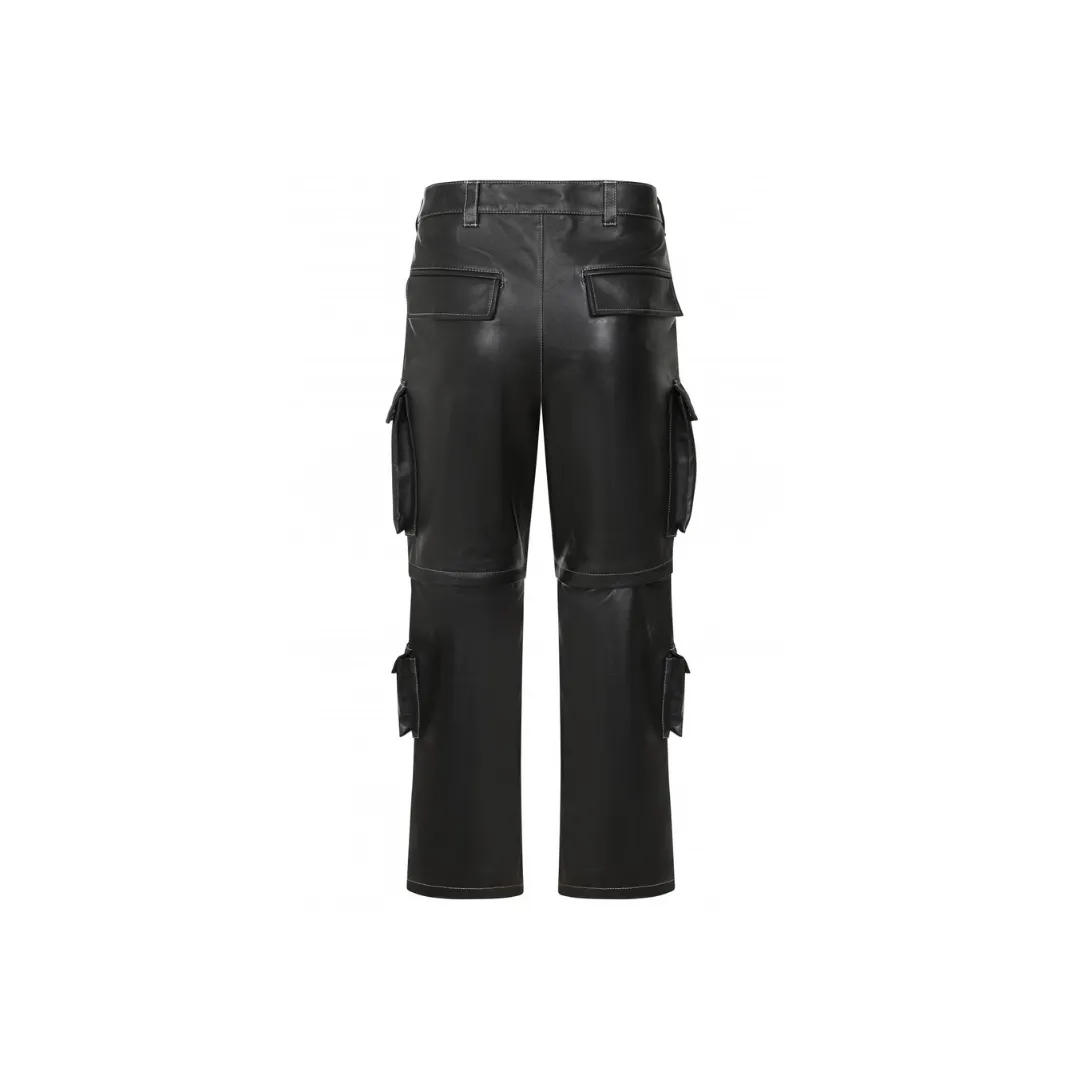 2-IN-1 Leather Cargo Trousers