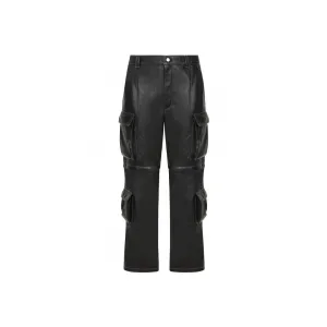 2-IN-1 Leather Cargo Trousers