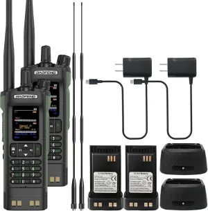 2 Pack BAOFENG DM32 DMR Radio 10W High Power Radio GPS/APRS Two Way Raido USB-C Charging Multi-Band FM/AM Wakkie Talkie DM-32 with Dual Section Antenna (Green)