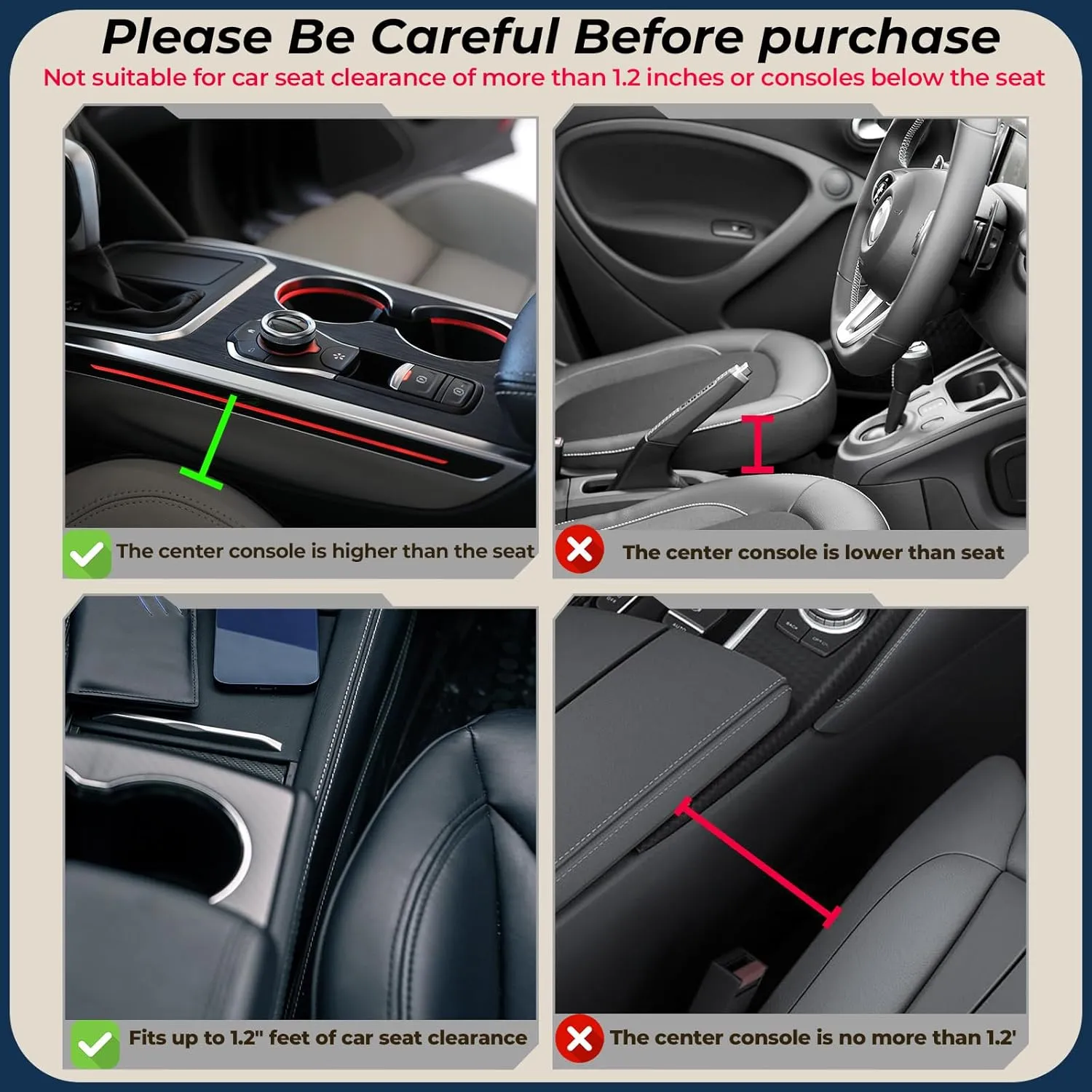 2 Pack Car Leather Cup Holder Gap Bag - Car Seat Gap Filler & Organizer, Seat Gap Storage Box Organizer Car Accessories for Women Men(Black Driver's   Passenger)