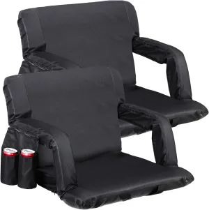 2 Pack Stadium Seats for Bleachers w/Back Support Padded Cushions 20.5"/25" Wide Comfortable Bleacher Chairs, Portable & Reclining Design - Ideal for Camping, Stadium Events