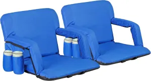 2 Pack Stadium Seats for Bleachers w/Back Support Padded Cushions 20.5"/25" Wide Comfortable Bleacher Chairs, Portable & Reclining Design - Ideal for Camping, Stadium Events