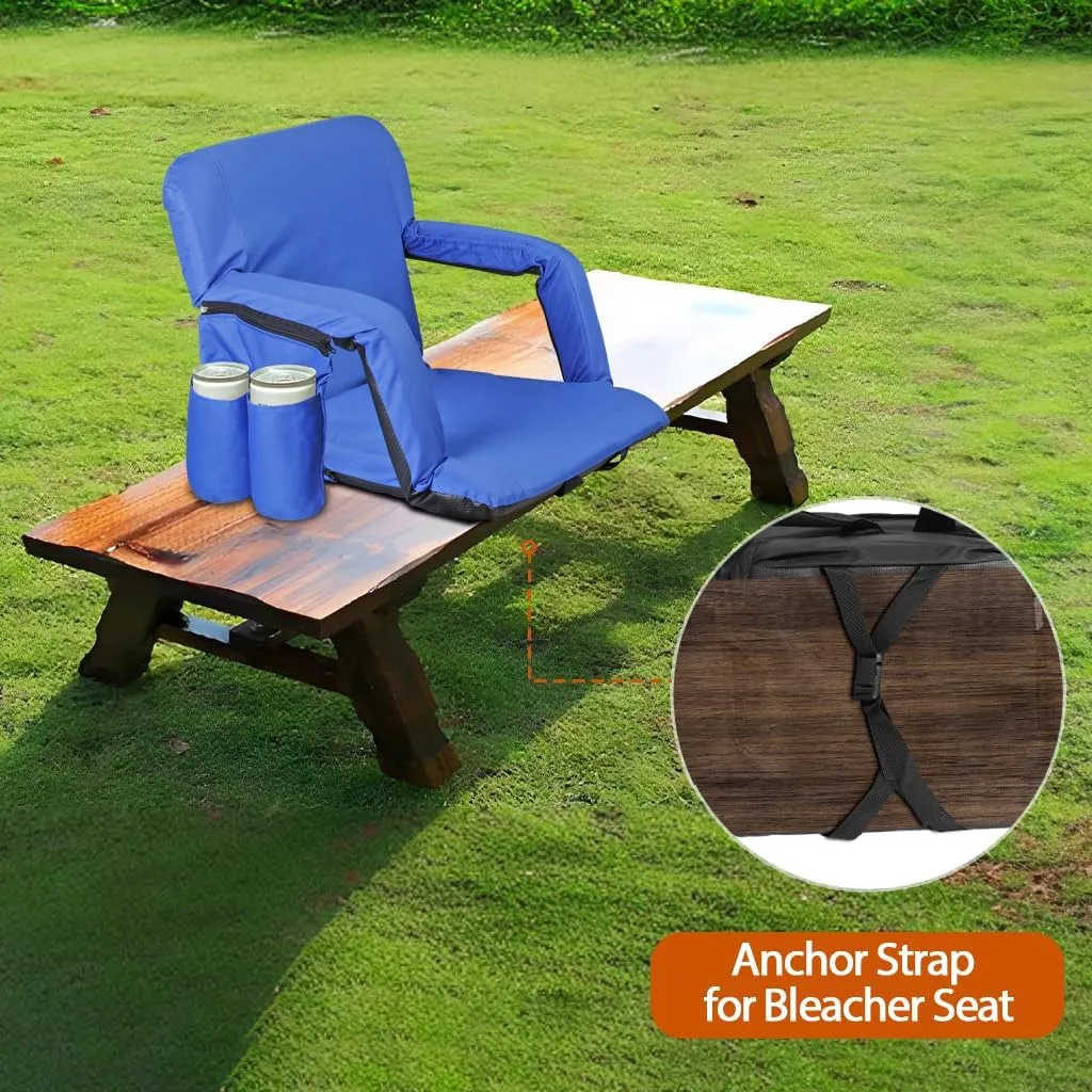 2 Pack Stadium Seats for Bleachers w/Back Support Padded Cushions 20.5"/25" Wide Comfortable Bleacher Chairs, Portable & Reclining Design - Ideal for Camping, Stadium Events