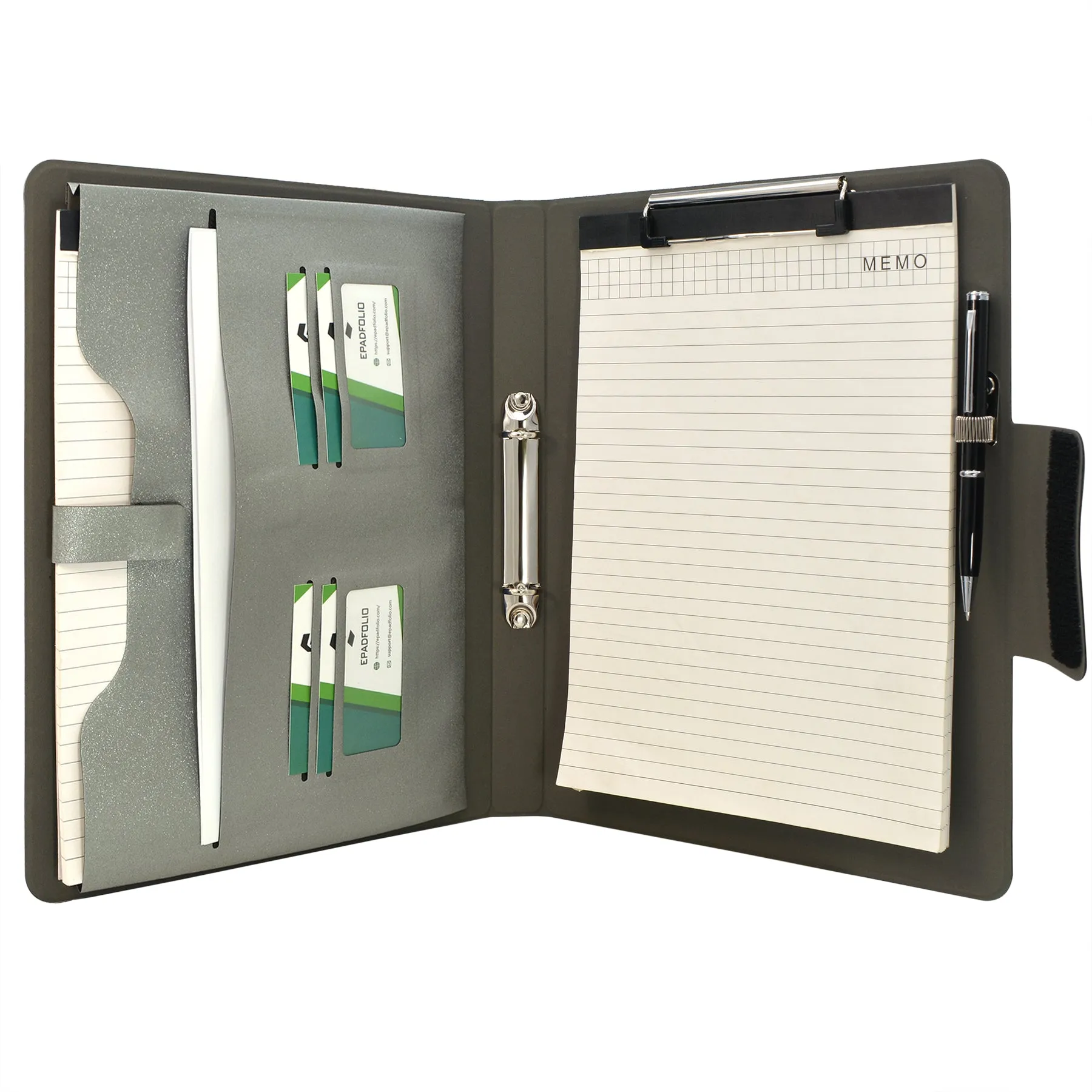 2-Ring Binder Padfolio with Expanded Document Bag, Padfolio Ring Binder Business Organizer Portfolio Case