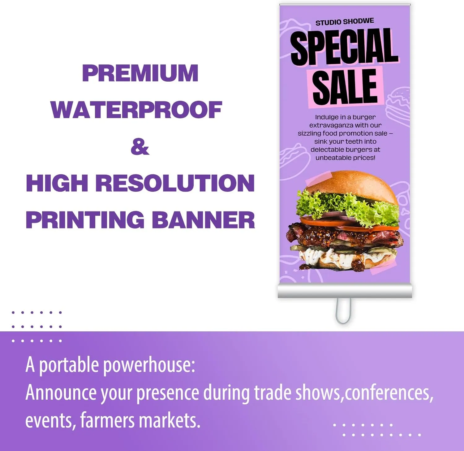 2-sided Custom Retractable Banners 31.5x79in with Standard Stand, Customizable Sign for Business, Corporate Events, Advertising - Customized Prints with Travel Bag - 1 unit