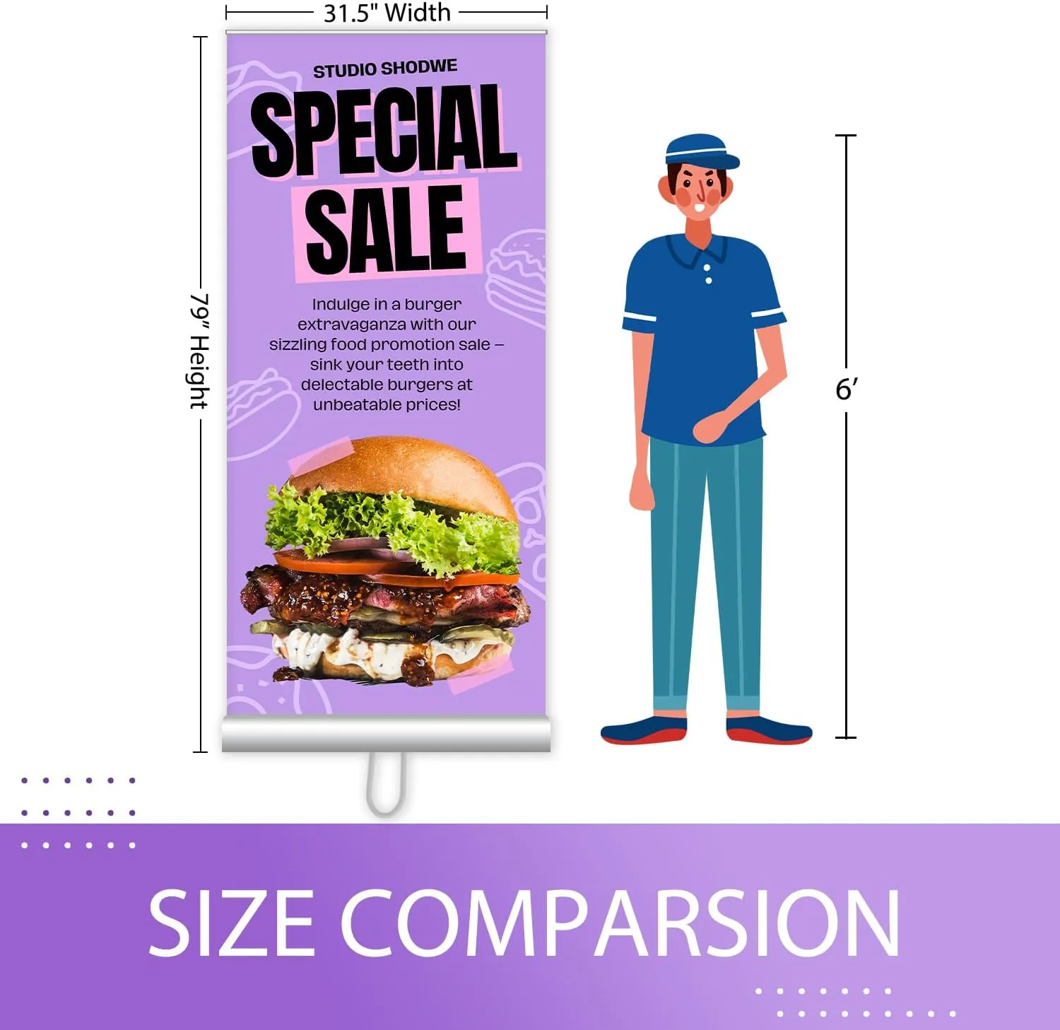 2-sided Custom Retractable Banners 31.5x79in with Standard Stand, Customizable Sign for Business, Corporate Events, Advertising - Customized Prints with Travel Bag - 1 unit