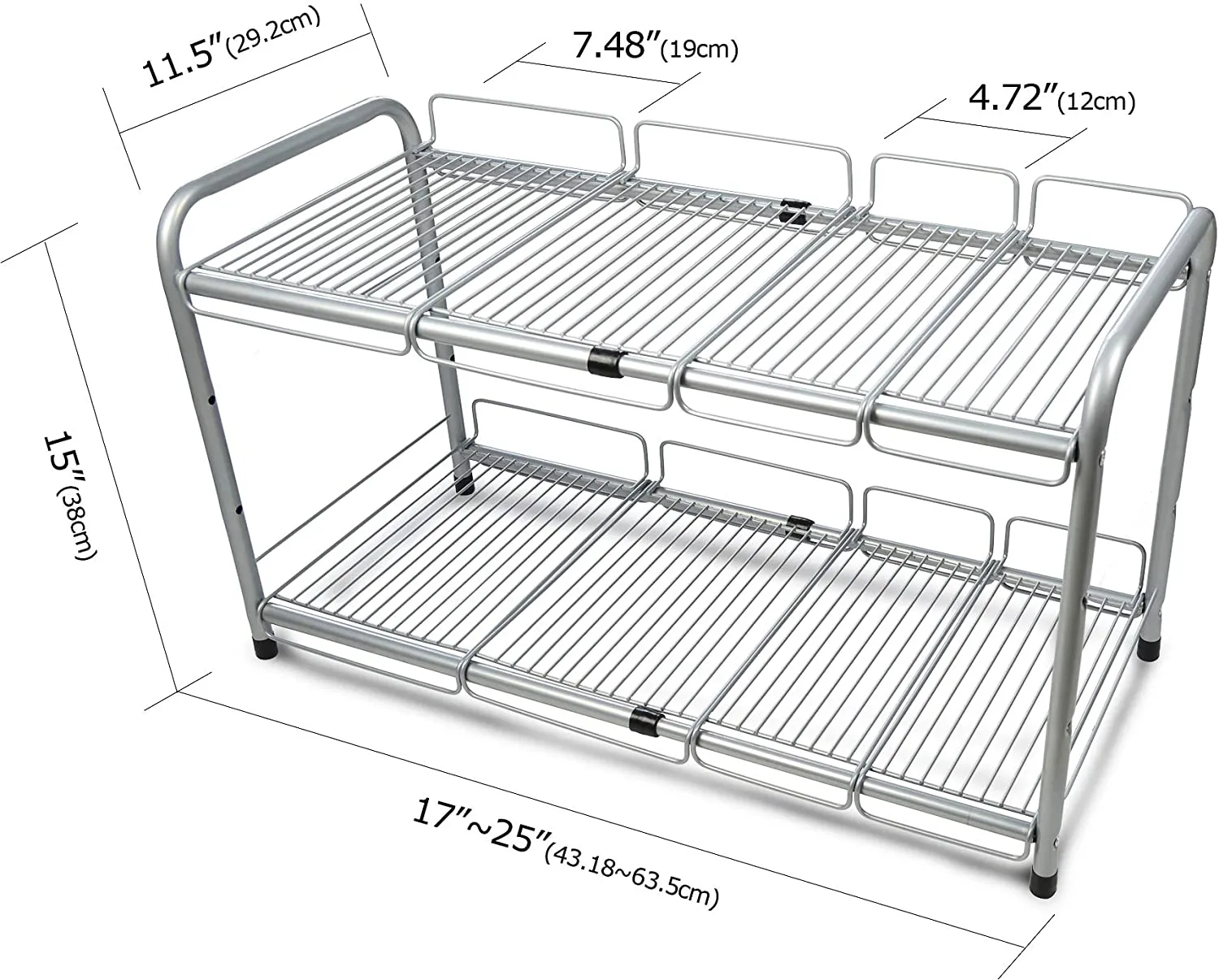 2 Tier Under Sink Expandable Shelf Organizer, Storage Rack