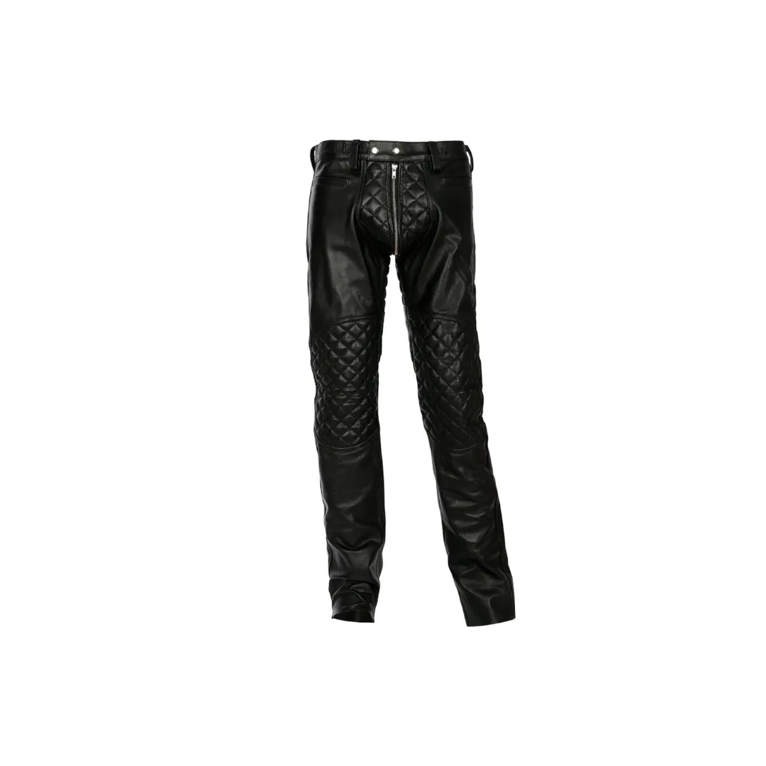 2 way Zipper slim-fit Pants Leather trouser