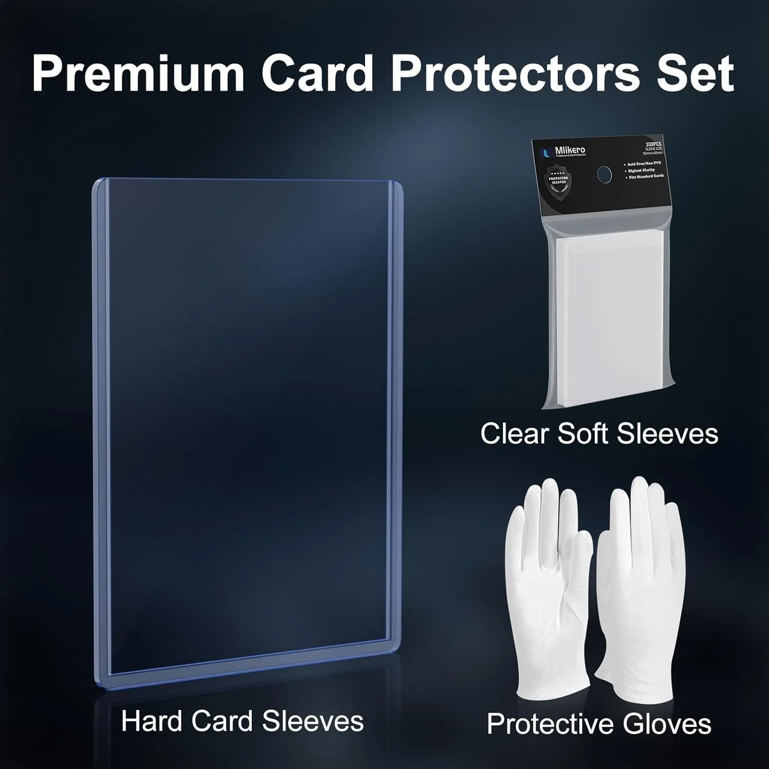 200 Card Sleeves Hard Plastic with 200 Clear Soft Sleeves, 3"x4" Baseball Card Protectors Hard Plastic for Baseball, Football and Game Cards