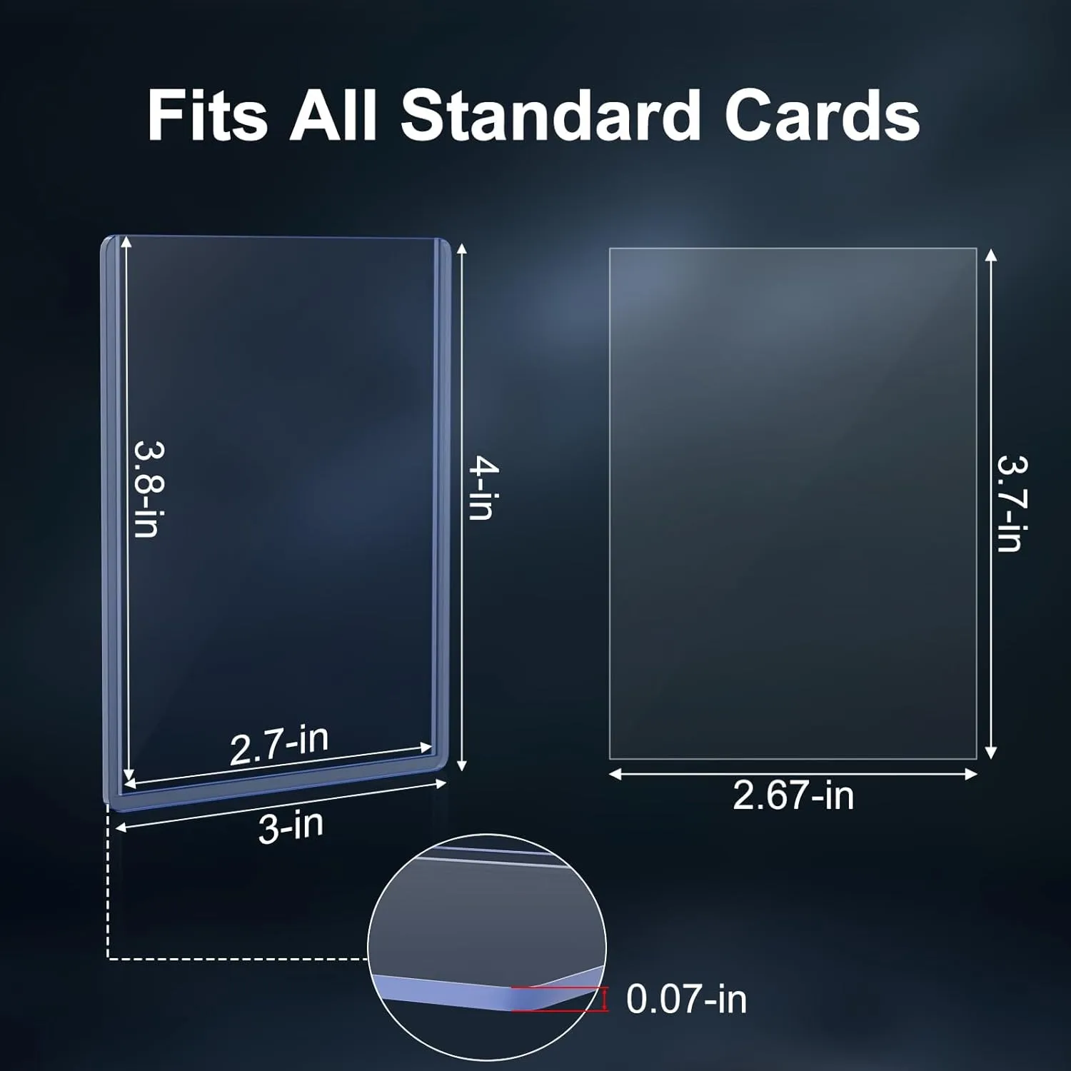 200 Card Sleeves Hard Plastic with 200 Clear Soft Sleeves, 3"x4" Baseball Card Protectors Hard Plastic for Baseball, Football and Game Cards