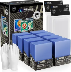 200 Card Sleeves Hard Plastic with 200 Clear Soft Sleeves, 3"x4" Baseball Card Protectors Hard Plastic for Baseball, Football and Game Cards
