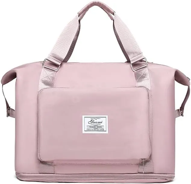 2025 new travel bag, sports and fitness, large-capacity expandable folding bag for production (Cherry blossom pink)