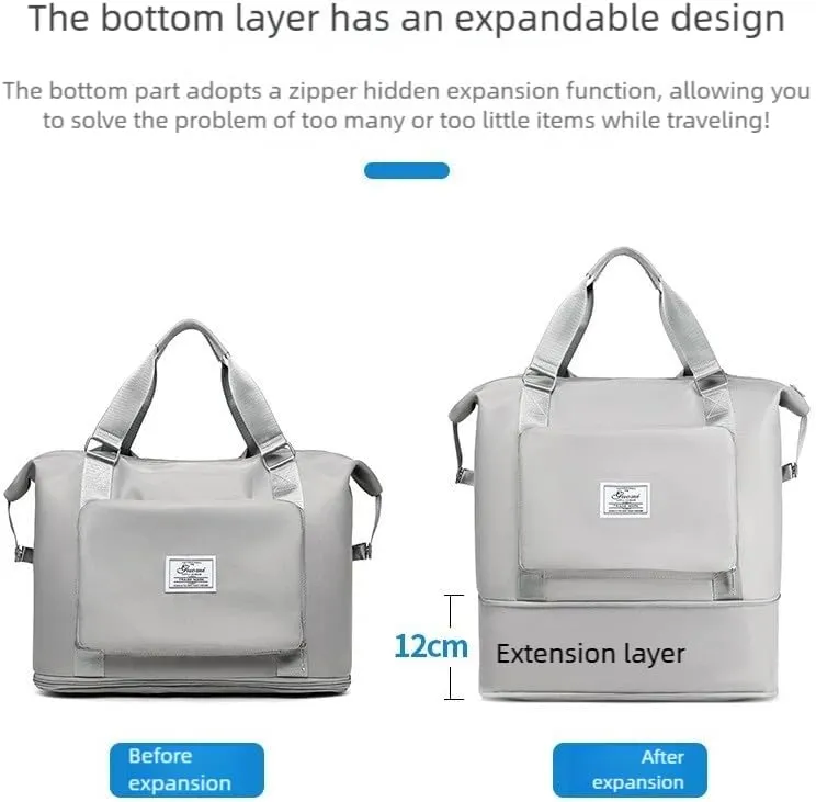 2025 new travel bag, sports and fitness, large-capacity expandable folding bag for production (Cherry blossom pink)