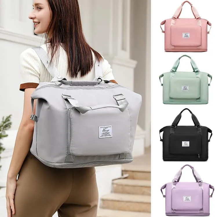 2025 new travel bag, sports and fitness, large-capacity expandable folding bag for production (Cherry blossom pink)