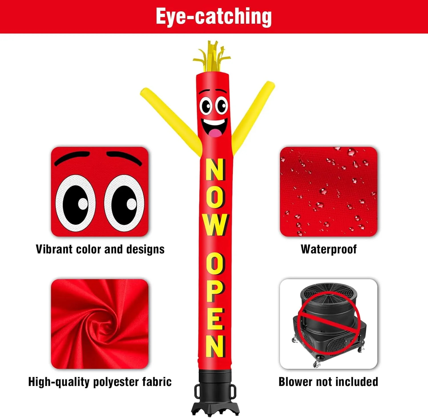 20FT Tall Now Open Inflatable Tube Man (18''Diameter) Wacky Wavy Dancing Guy for Outdoor Decoration Advertising Business Promotion (Blower Not Included)