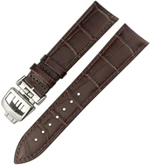 20mm 21mm Cowhide Watchband for Jaeger LeCoultre Master Watch Strap Soft Black Brown Blue Leather Bracelets Folding Buckle