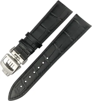 20mm 21mm Cowhide Watchband for Jaeger LeCoultre Master Watch Strap Soft Black Brown Blue Leather Bracelets Folding Buckle