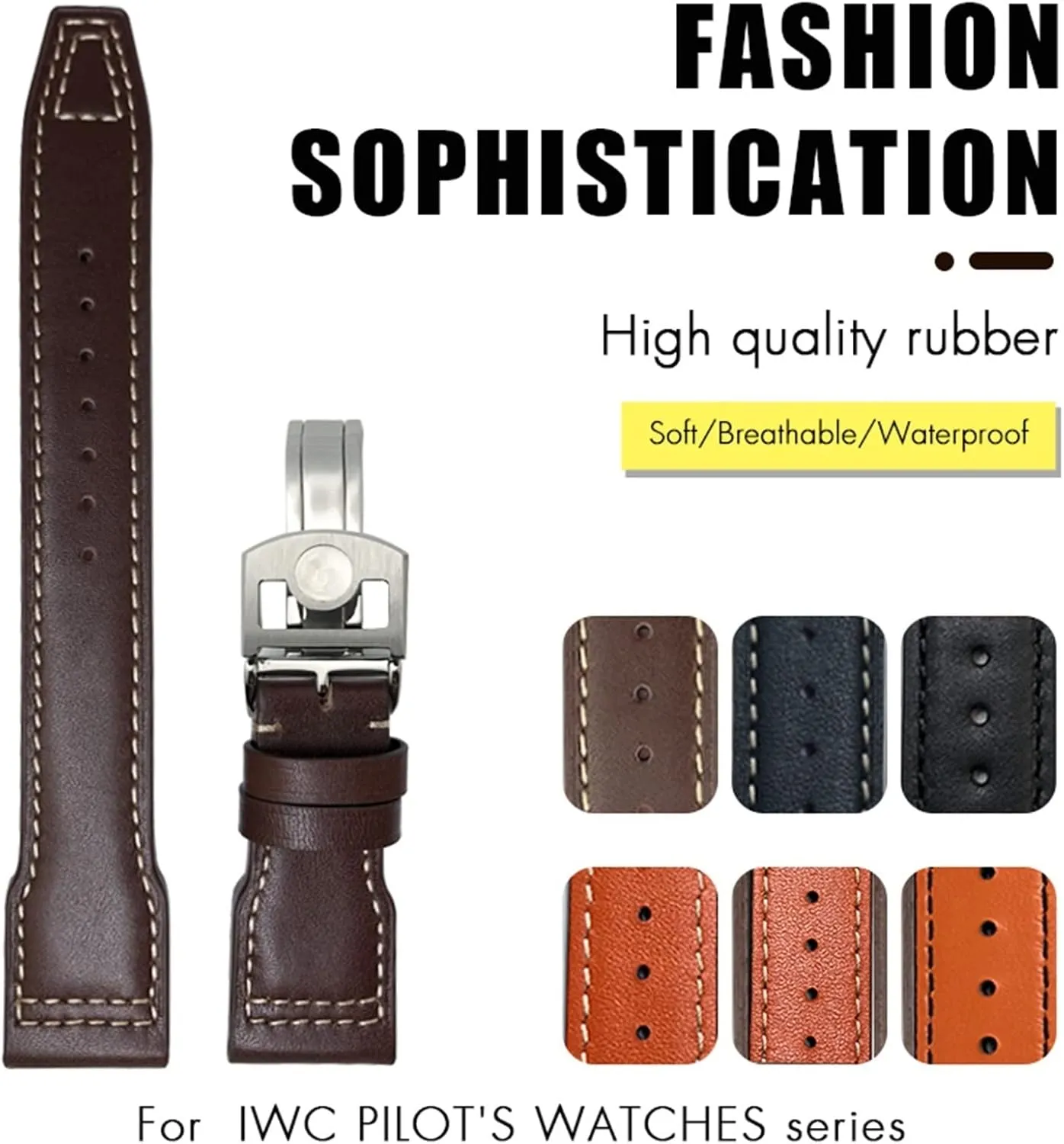 20mm Genuine Leather Watchband For IWC Big Pilot Watch Mark 18 Spitfire Hamilton Cowhide Soft Watch Strap