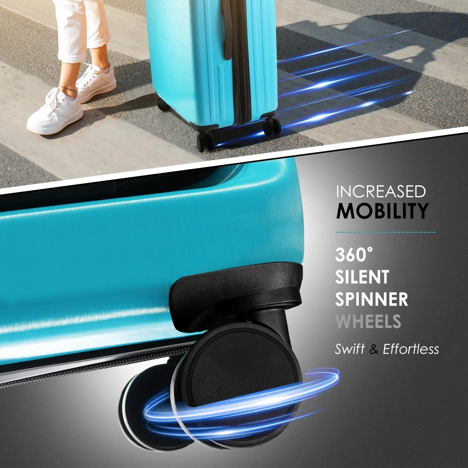 22 Inch Carry On Luggage, Carry On Suitcase with Wheels, Hardside Luggage Carry-On, Expandable Teal Small Suitcase, Hard Shell Carry-on Luggage, Spinner Luggage with Cosmetic Bag