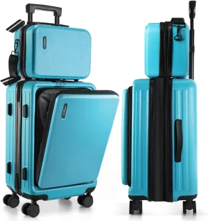 22 Inch Carry On Luggage, Carry On Suitcase with Wheels, Hardside Luggage Carry-On, Expandable Teal Small Suitcase, Hard Shell Carry-on Luggage, Spinner Luggage with Cosmetic Bag