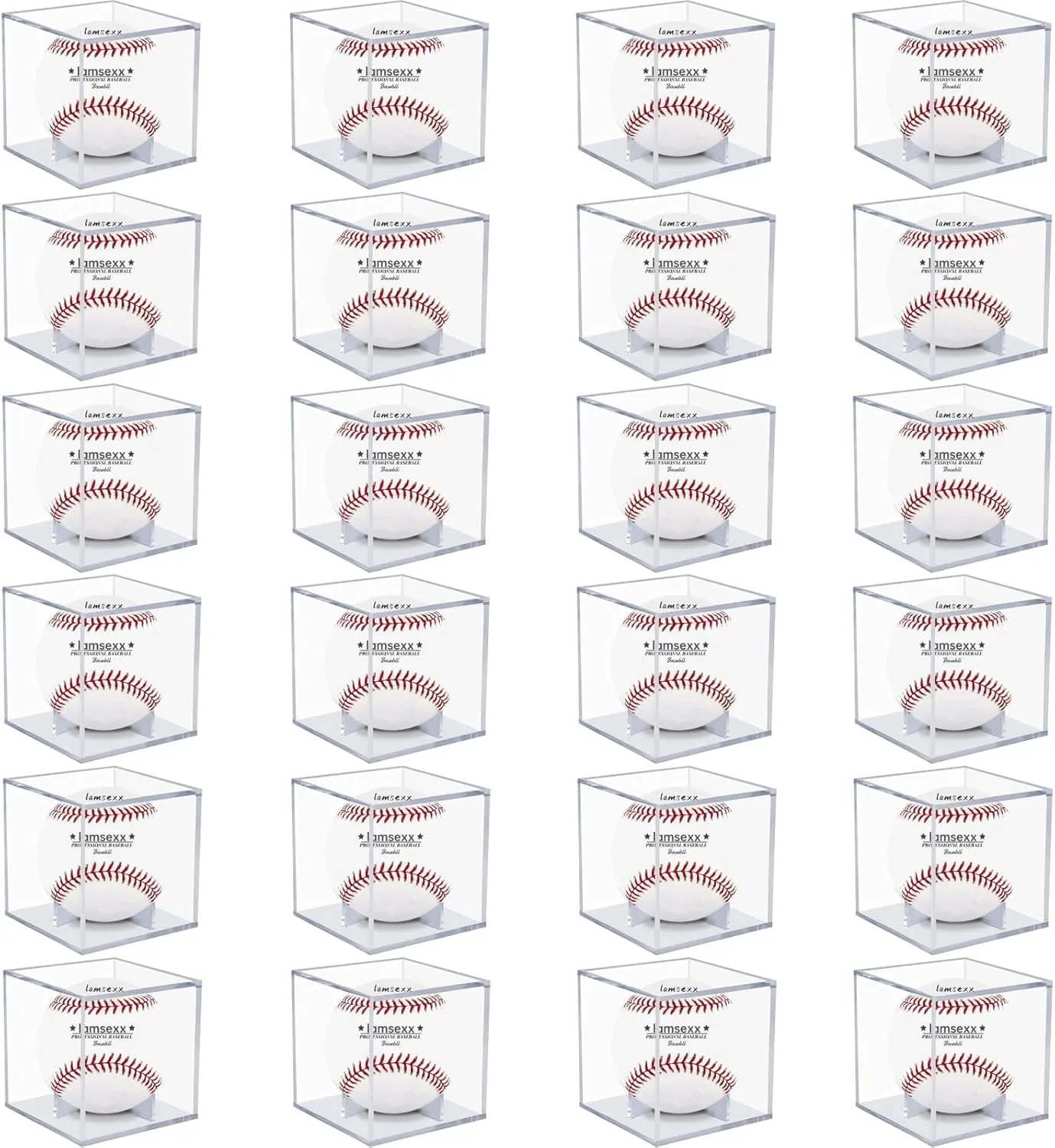 24 Pack Baseball Display Case, UV Protected Acrylic Boxes for Display,Clear Display Case Baseball Cube Memorabilia Showcase Autograph Ball Protector…