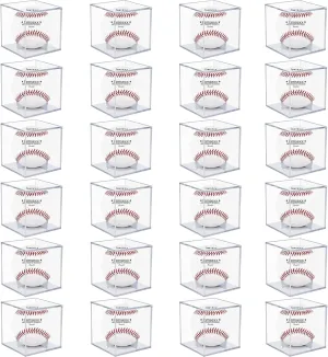 24 Pack Baseball Display Case, UV Protected Acrylic Boxes for Display,Clear Display Case Baseball Cube Memorabilia Showcase Autograph Ball Protector…