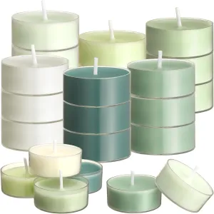 24 Pack Colored Scented Tealight Candles Bulk Spring Easter Small Fragrance Tea Lights in Clear Cups Colored Warmer Aromatherapy Relaxing Mini Candles for Easter Holiday(Green Series)