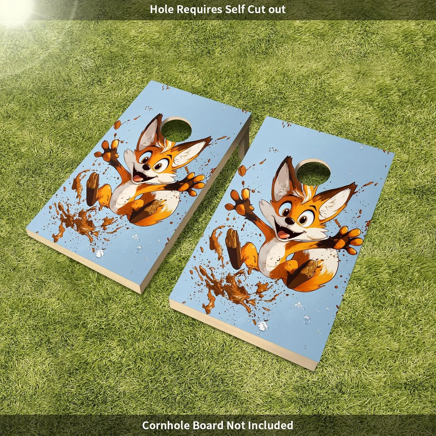24×36 in Corn Hole Board Decals Decals Stickers Game Vinyl Wraps for Outdoor Events Easy Installation Laminated Weatherproof Game Board Bean Bag Toss Tailgate Backyard Beach Flag
