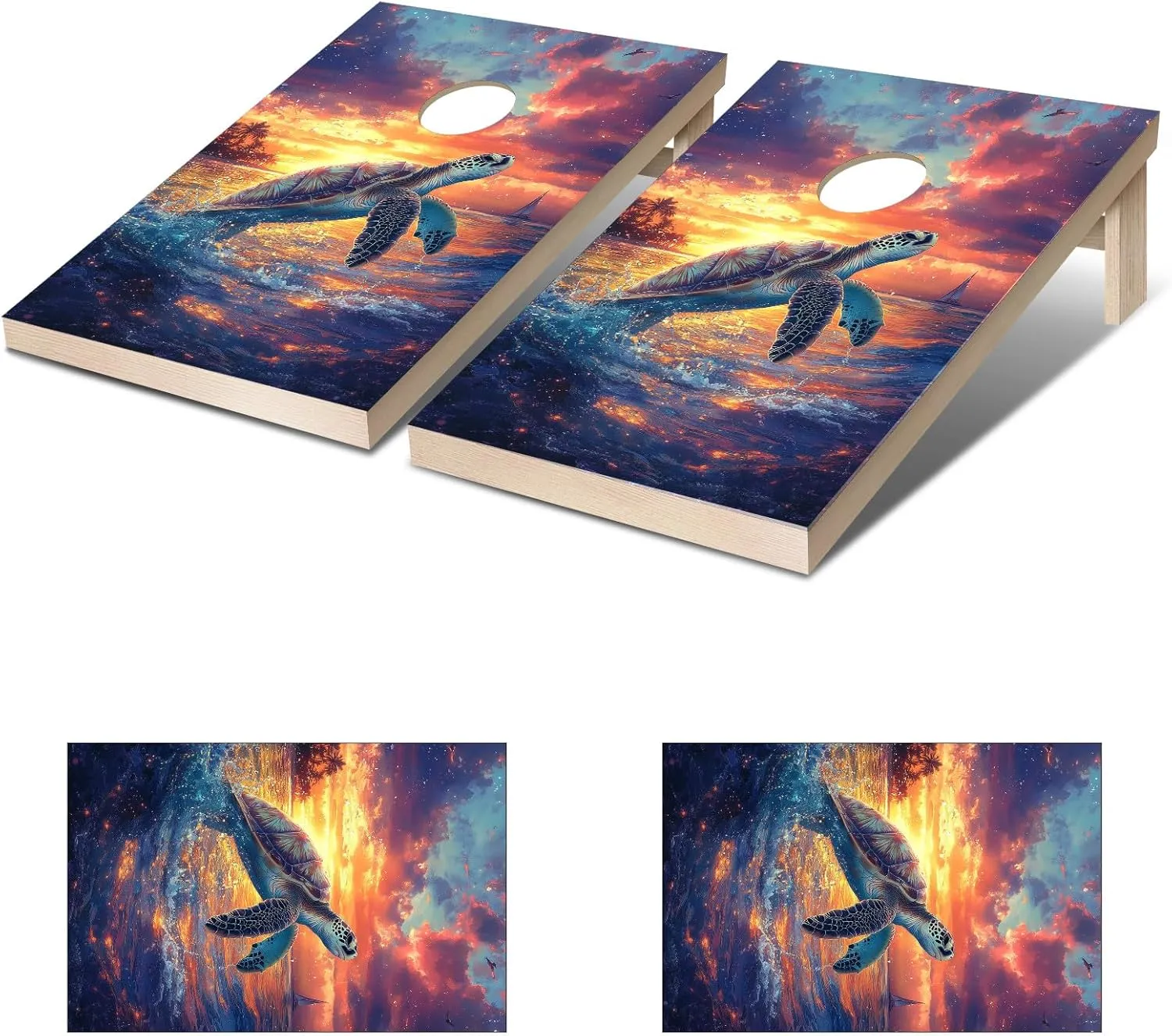 24×36 in Corn Hole Board Decals Decals Stickers Game Vinyl Wraps for Outdoor Events Easy Installation Laminated Weatherproof Game Board Bean Bag Toss Tailgate Backyard Beach Paradise Glow