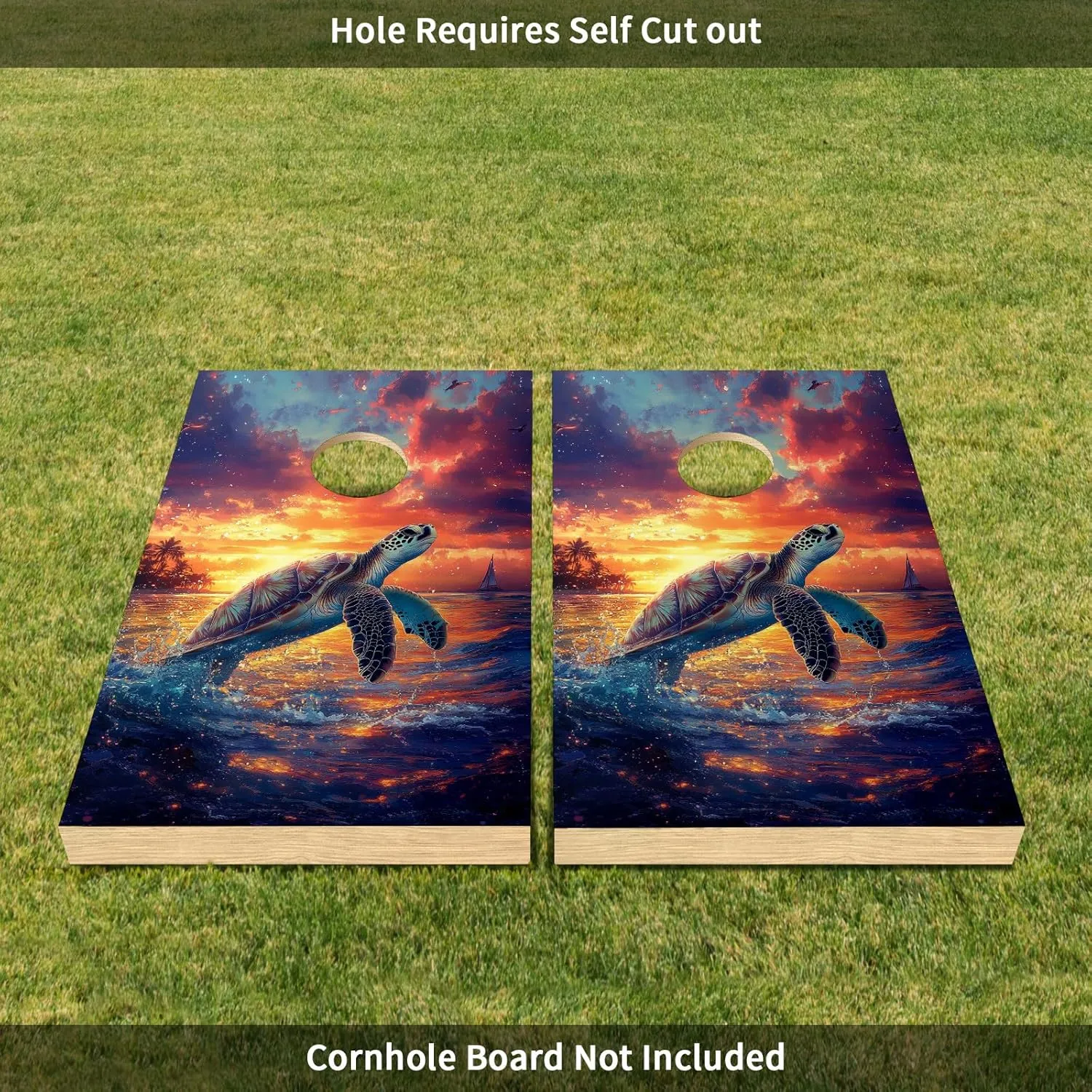 24×36 in Corn Hole Board Decals Decals Stickers Game Vinyl Wraps for Outdoor Events Easy Installation Laminated Weatherproof Game Board Bean Bag Toss Tailgate Backyard Beach Paradise Glow