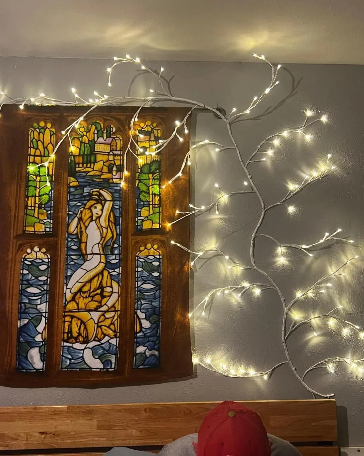 2pcs Enchanted Willow Vine Lights with Remote, NIDISETPJAS Christmas Swags Decorations Indoor Room Decor, 18 Branches 144 LEDs Lighted Willow Vine Lights for Walls Bedroom Home Decor, White Branch