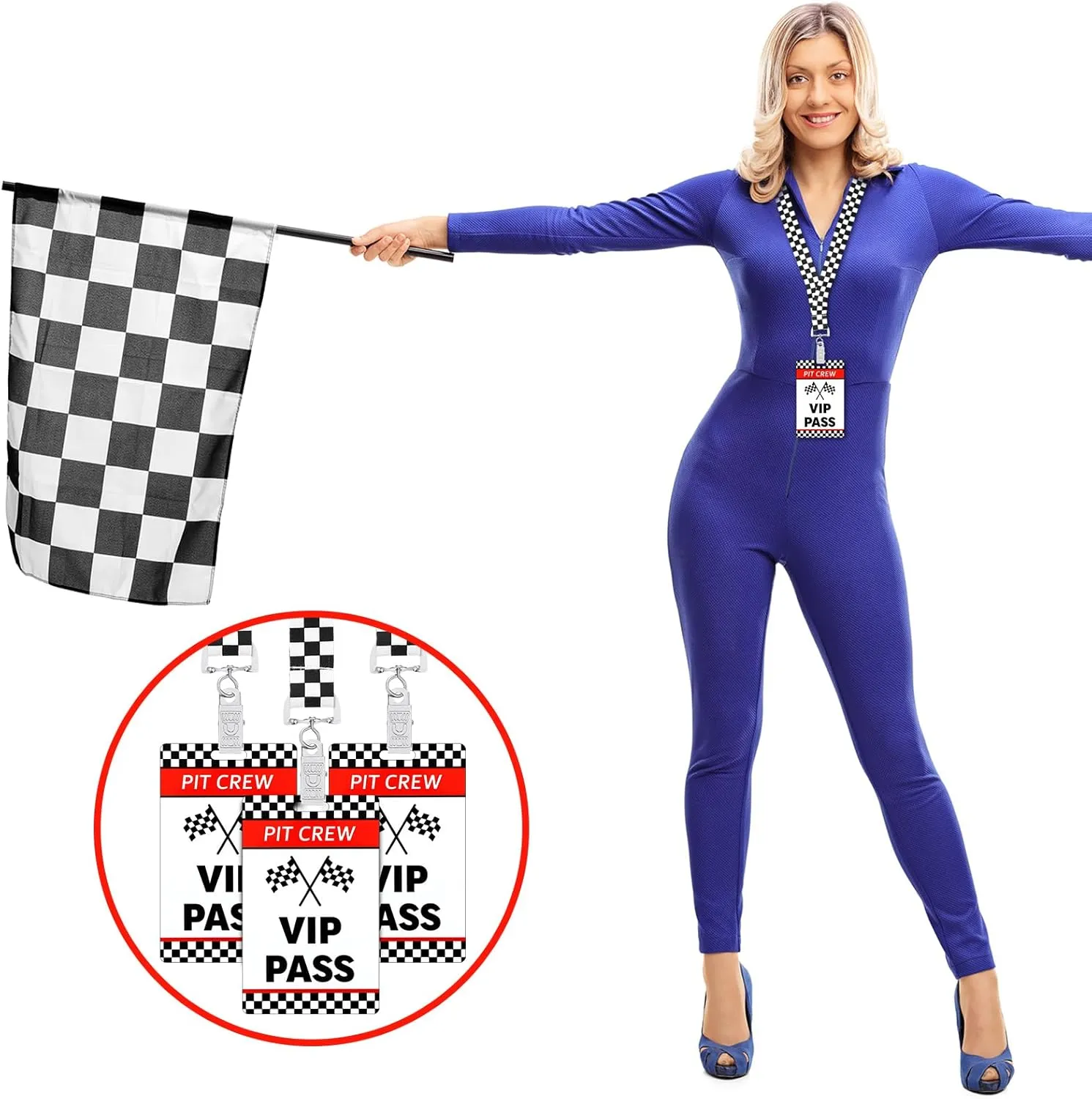 30 Sets Racing VIP Pass Cards with Checkered Racing Lanyards Bulk PVC VIP Pass Cards with Lanyards for Event Gamer Race Car Theme Birthday Party Fast One Party Supplies